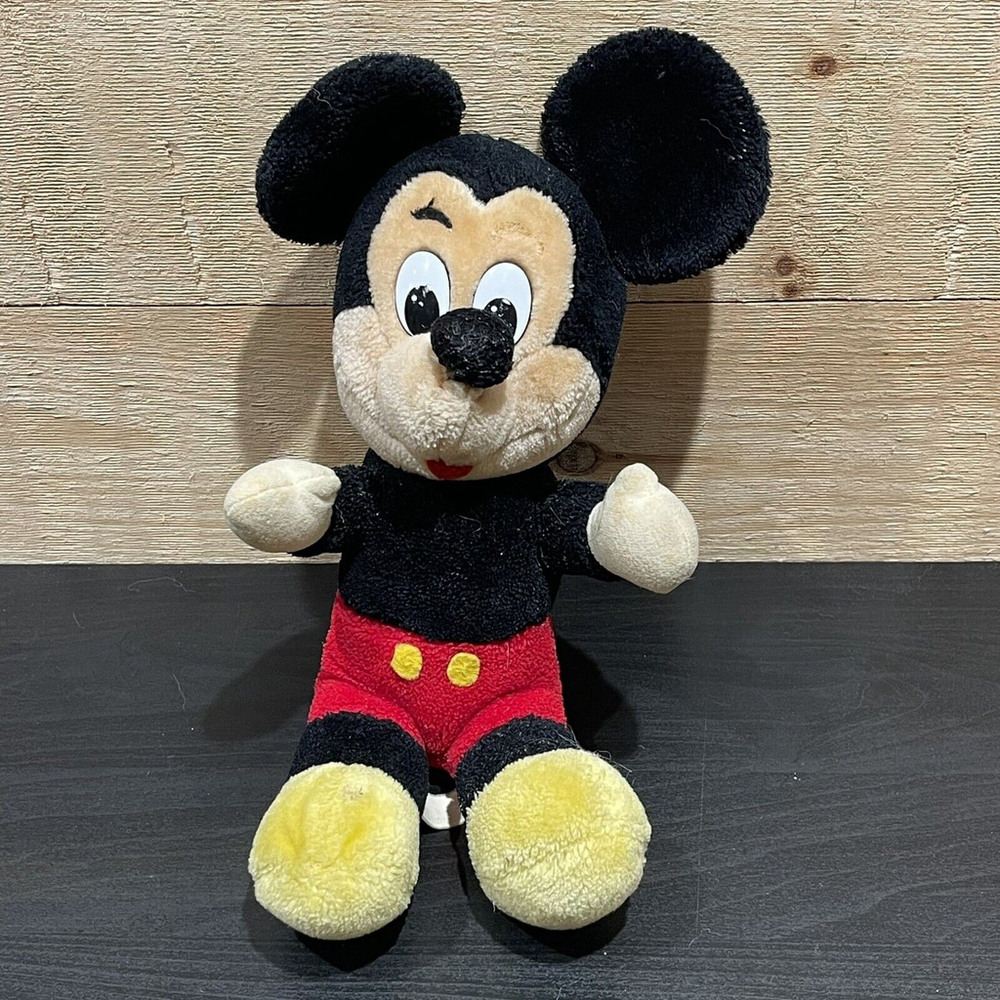 Vintage Disneyland Mickey Mouse Stuffed Animal Plush 1980s 13" FLAWED READ‎